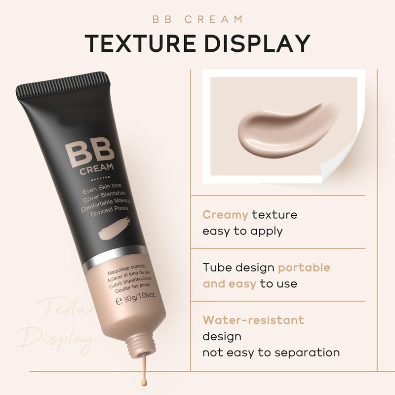 AKARY BB Cream Tinted Moisturizer, 9Colors Moisturizes & Conceals, Cover Blemishes & Pores, Even Skin Tone, Lighiweight Foundation Full Coverage Tinted Illuminator for All Skin, Oil-Free, 160 Light