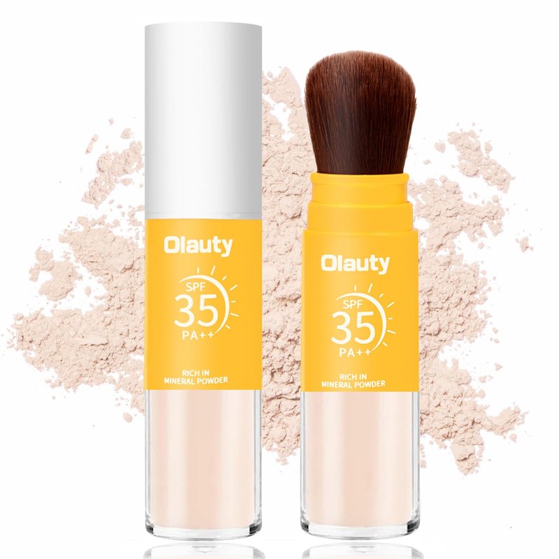 Mineral Sunscreen Setting Powder, SPF 35 Brush Sunscreen Powder for Face & Scalp, Long Lasting Lightweight Breathable, Oil Control Natural Matte Finish