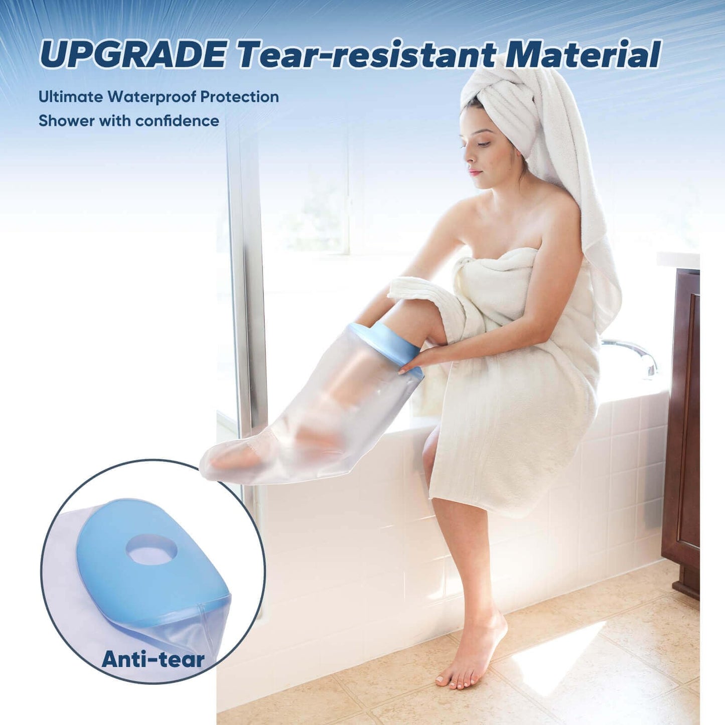 Xuzzry Waterproof Foot Cast Cover for Shower, Ringless Silicone Seal, Reusable Adult Ankle Cast Protector Bag for Surgery Wound Bandage Burns Recovery [2026 Upgraded]