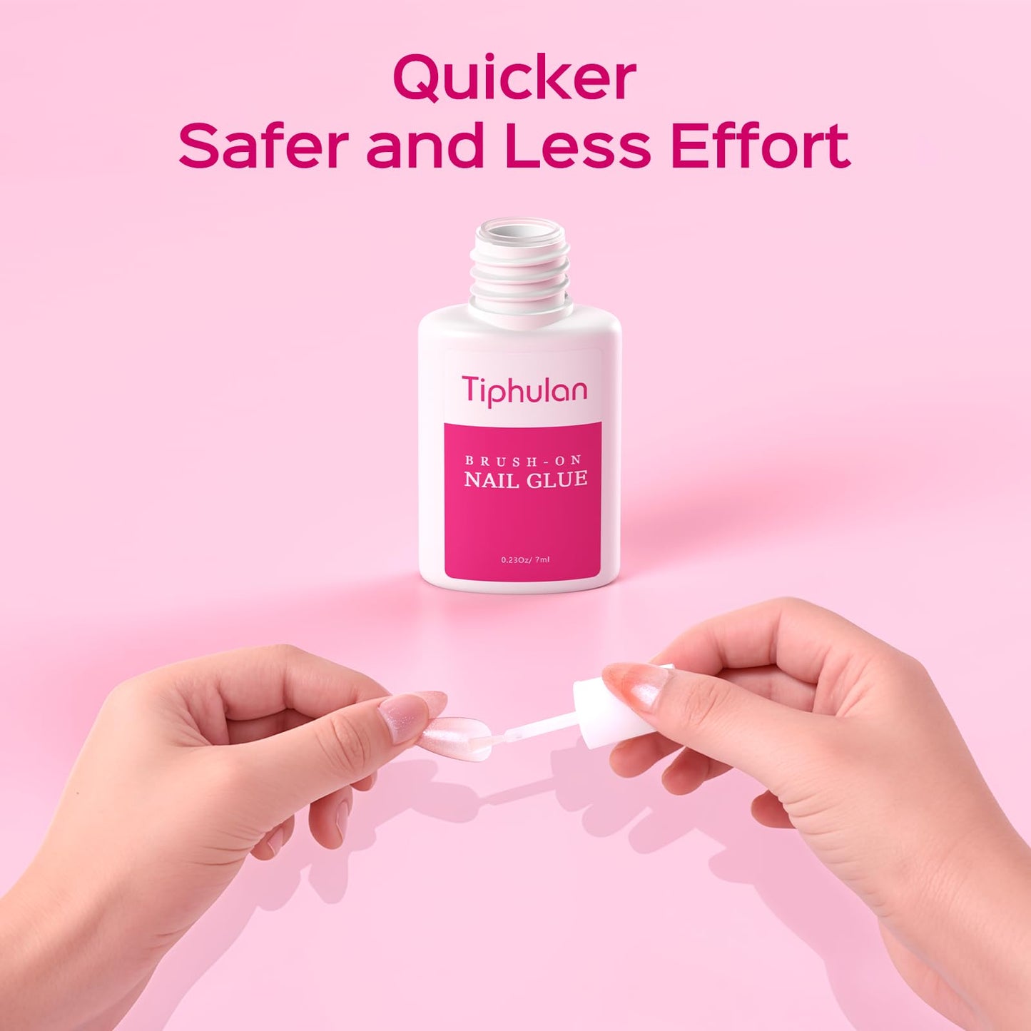 TIPHULAN 28ml Brush On Nail Glue for Press On, Acrylic Nails - Super Strong, Durable & Long-Lasting, Mess Free, Travel Friendly, 0.92 oz(4PCS)