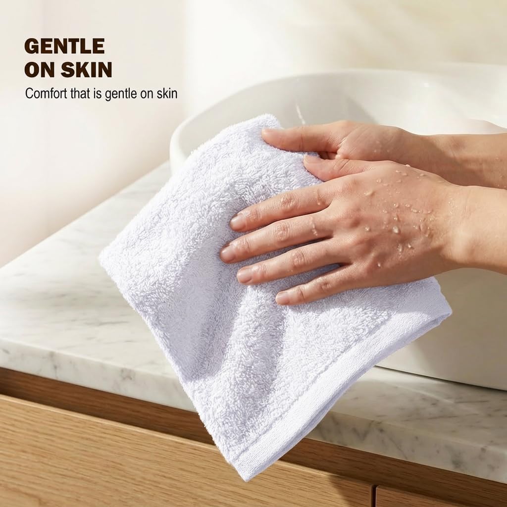 Utopia Towels | 60-Pack Cotton Washcloths Set - Premium Flannel, Highly Absorbent, Soft Fingertip Towels, White