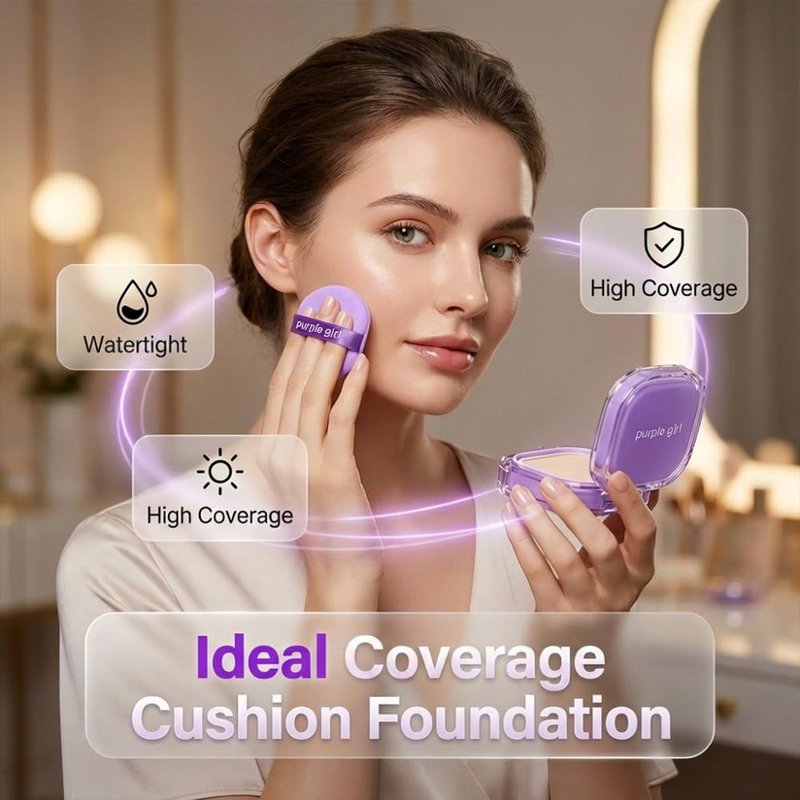 Full Coverage Creamy Foundation, Long-Lasting Waterproof Matte Finish, High Coverage Blemish-Free Base For All Skin Types, Travel-Friendly Compac (Natural)