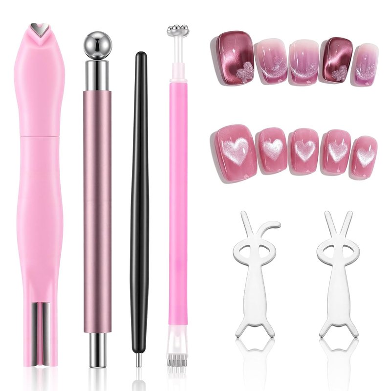 Cat Eye Magnet Set - 6 Pcs Nail Magnet Tool for DIY Gel Polish Art | Bunny & Heart Designs