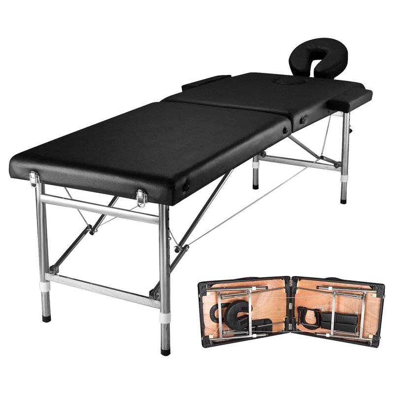 Senrob Massage Tables Portable 24" Wide Adjustable Folding Massage Bed, Lightweight Aluminum Esthetician Bed, Tattoo Chair for Client,Tattoo Table for Spa and Beauty Professionals (Black)