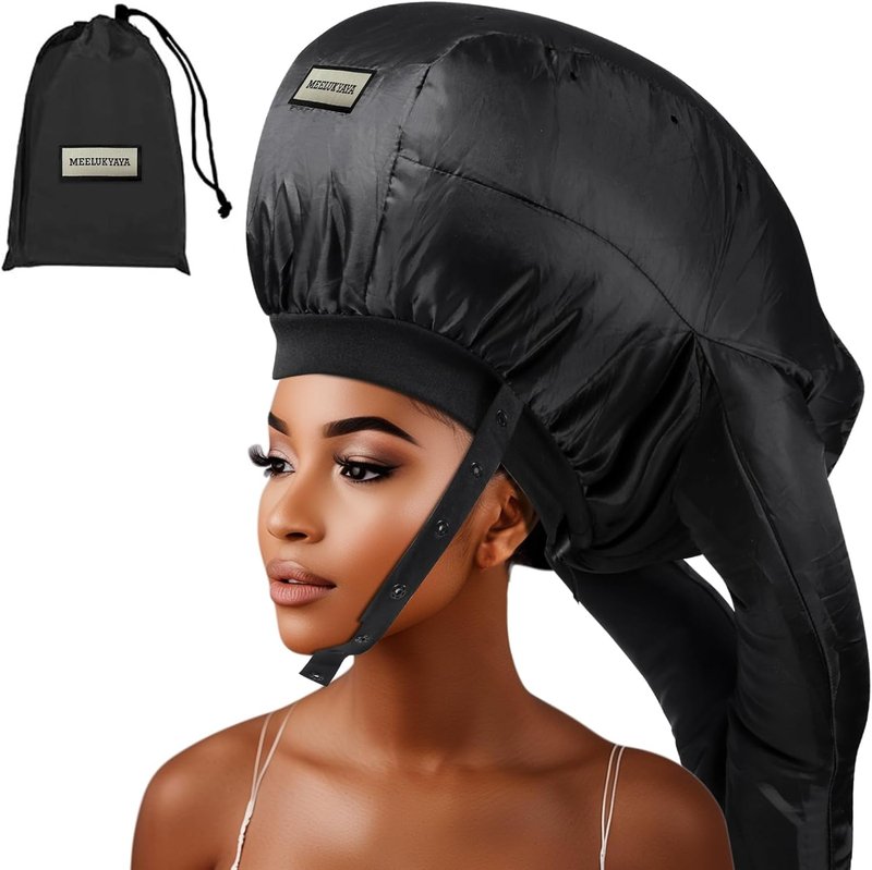 Skiennix Hooded Hair Dryer Bonnet - Upgraded Dual-Tubes for Even Heat | Hands-Free Drying for Thick & Curly Hair (Size L)