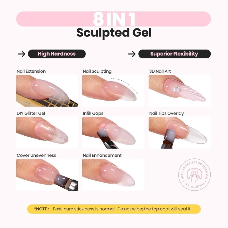 Beetles Builder Gel - 1 oz Nude Pink Sculpting Gel for Nail Extensions | High Hardness & Durable Protection