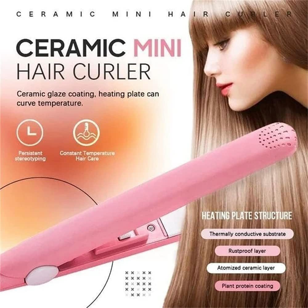 YSSZAM 2024 New Purple Mini Curler and Straightener - 2-in-1 Ceramic Curling Iron for Short, Fine Hair, 1/2 Inch Barrel
