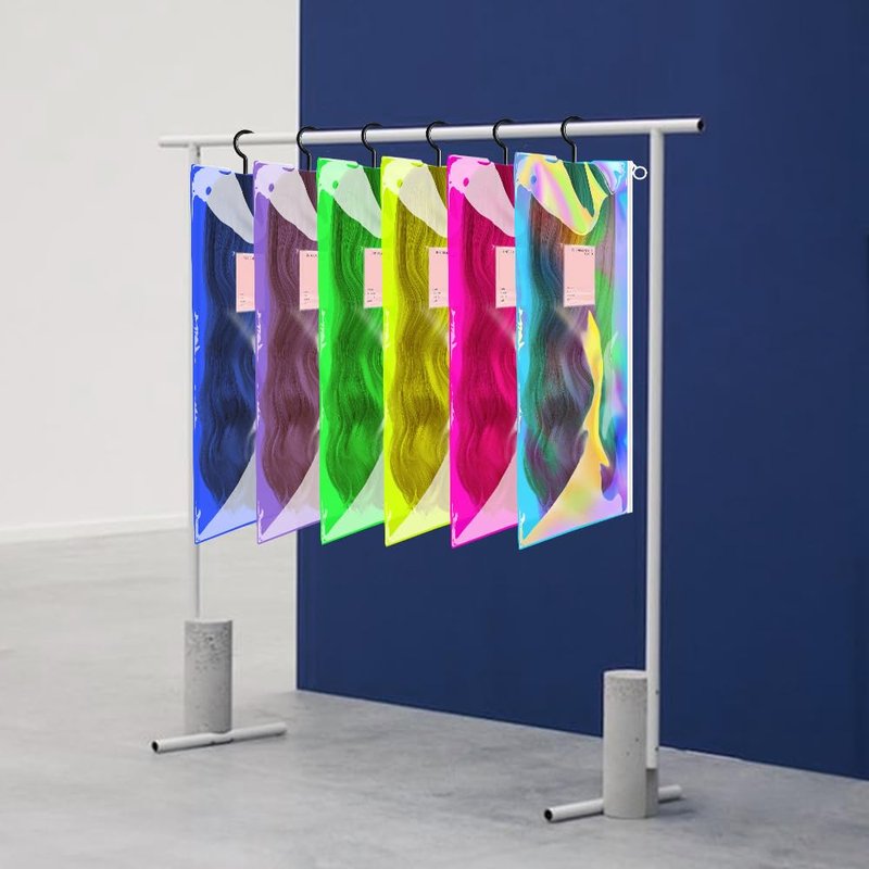 Portable Wig Organizer - 3PCS PVC Wig Bags with Hook, Dust-proof, Waterproof, Multiple Wigs Holder, Stand, Hanger (Fluorescent Green)