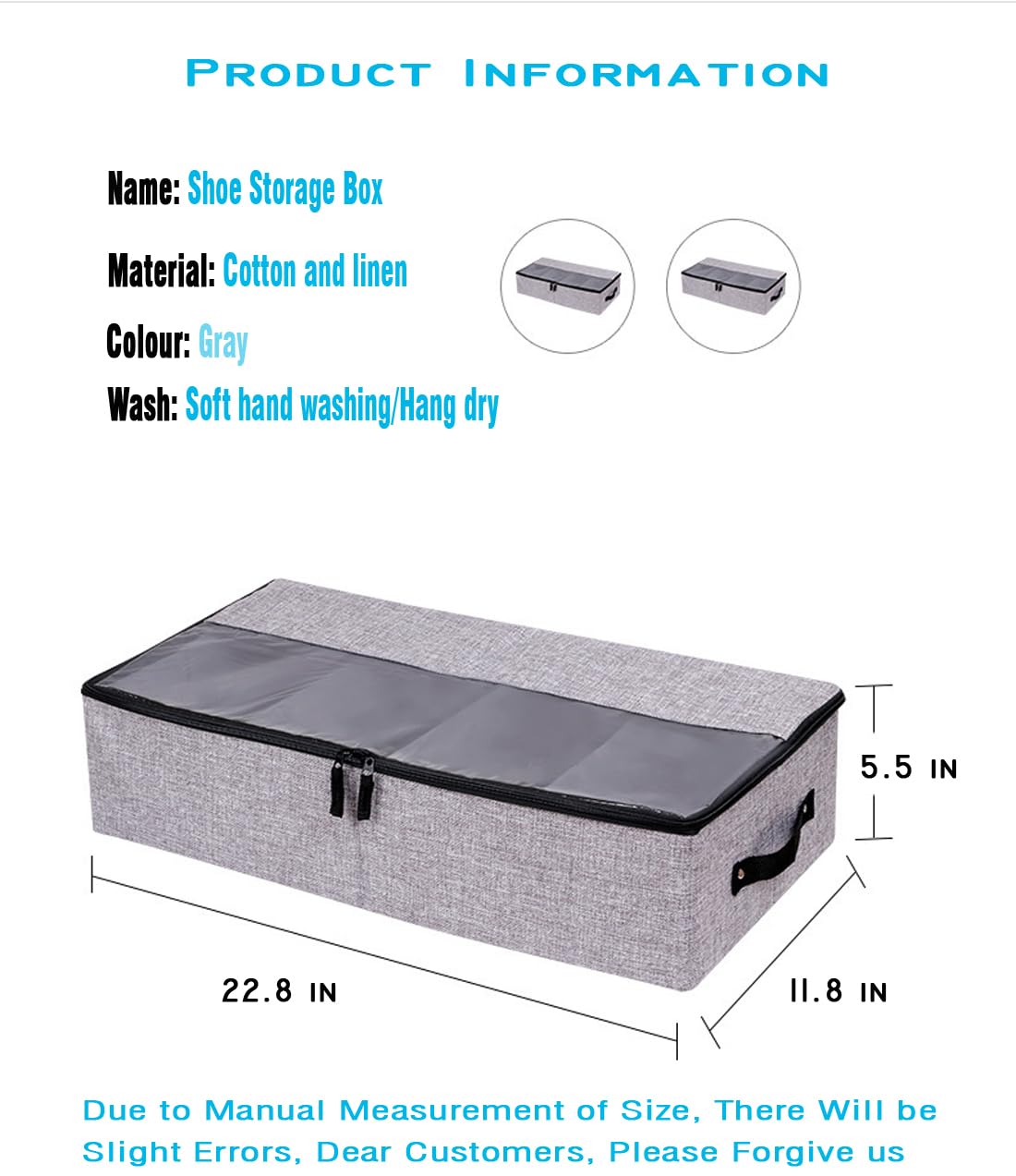 AARAINBOW 2 Packs Under Bed Clothes Shoes Storage Bins with Lids, Underbed Storage Container with Adjustable Dividers, Under Bed Storage Organizer Box 4 Compartment (Gray Green)