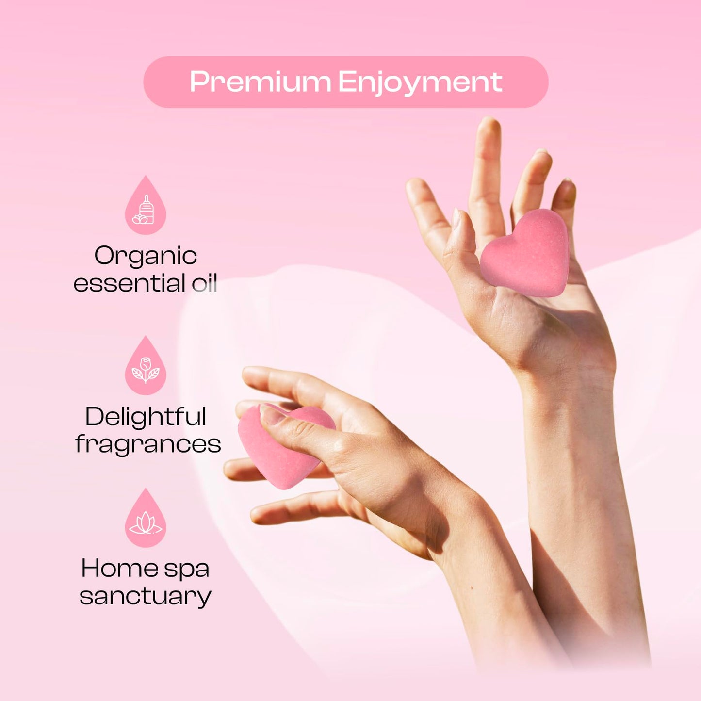 Rose Shower Steamers Gifts for Women, 6 Heart-Shaped Aromatherapy Tablets