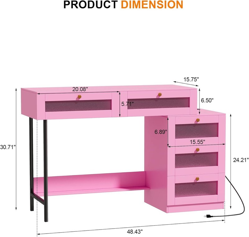 Skiennix Manicure Table - Professional Nail Desk with Storage Drawers | Makeup Vanity for Home Office