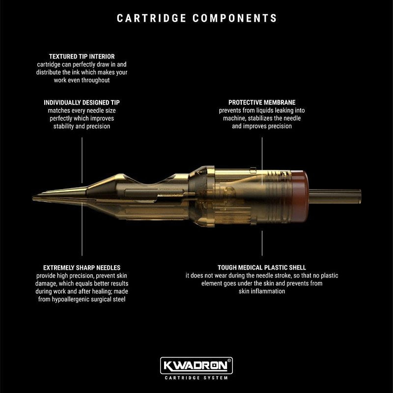 Kwadron Tattoo Needle Cartridge, Box of 20, Curved Mag Shaders #12 Medium Taper - 11 Curved Mag #12 Medium Taper - 35/11SEMMT
