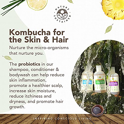 Probiotic Soapberry Body Wash, Shampoo & Conditioner Gift Bundle [Unscented] (3 Pack, pH Balanced) for Dry Hair and Sensitive Skin - (9 Oz. Bottles)