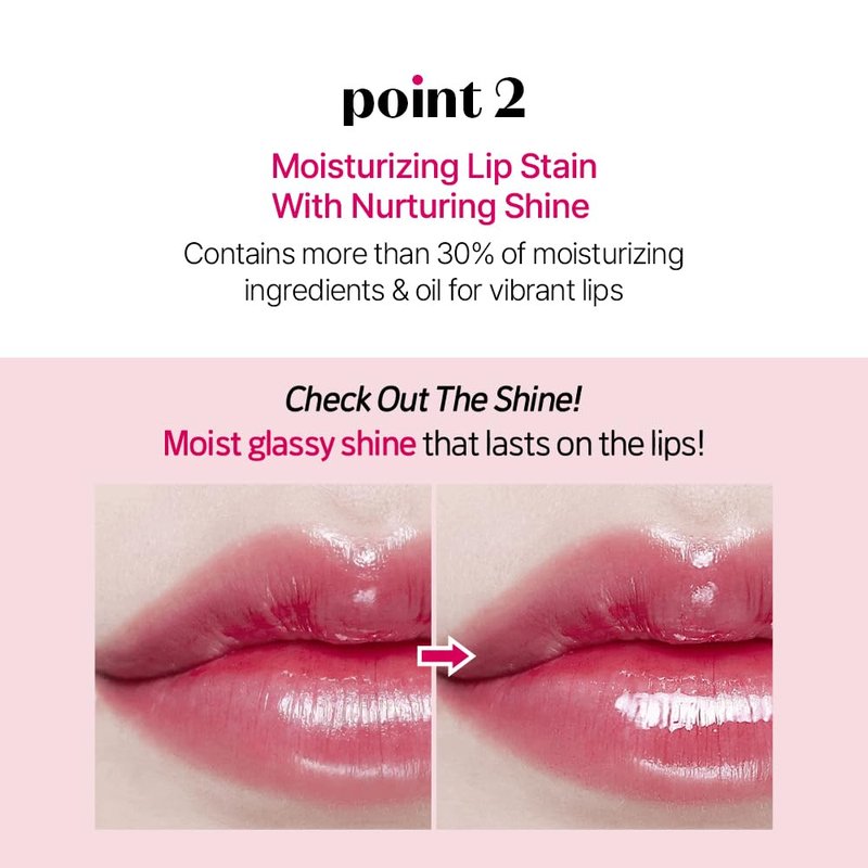 ETUDE Glow Fixing Tint #7 Cold Fuchsia - Non-Sticky Lip Stain for Moisture & Shine | Perfect for Dry Lips