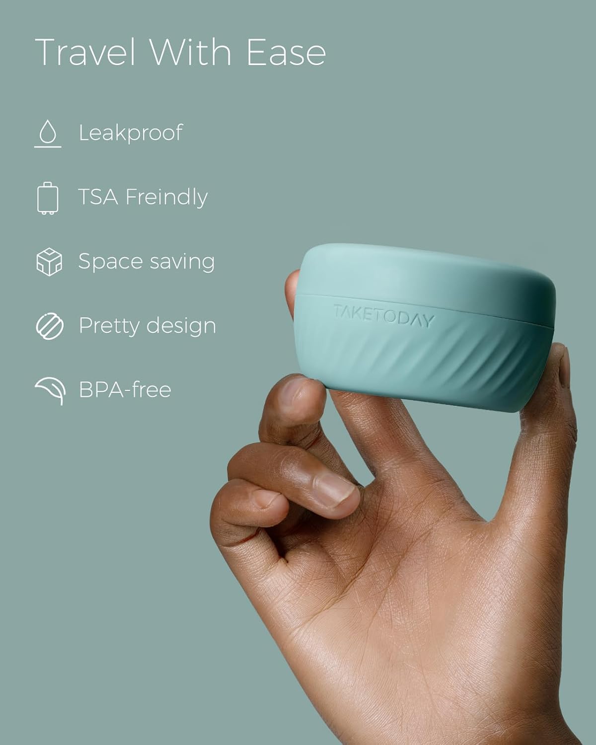 TakeToday Travel Containers - Leak-Proof TSA Approved Silicone Toiletry Jars | 2oz, 4 Pack, Grey