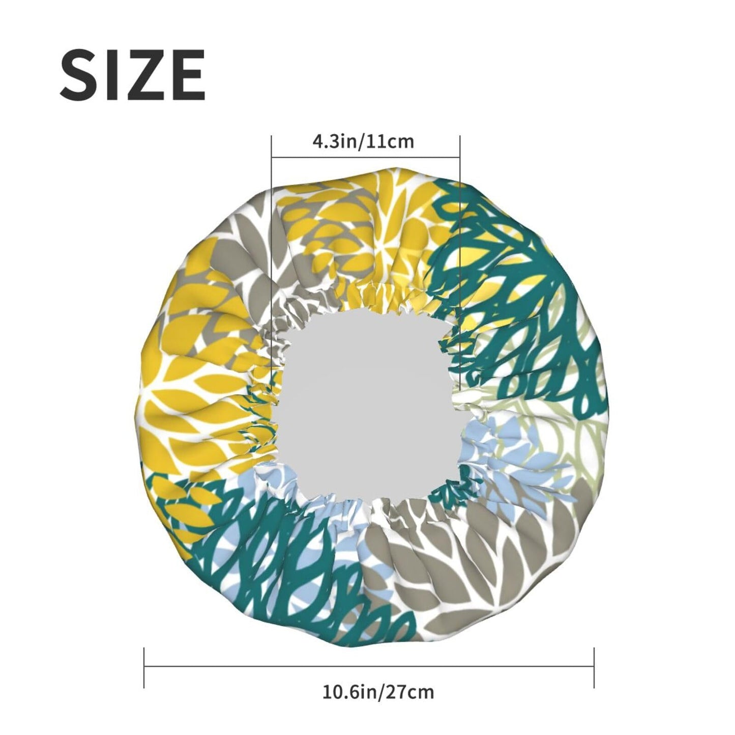 Art Flower Print Shower Cap for Women Double Layer Waterproof Reusable Shower Caps Adjustable Elastic Band Quick Drying Bath Hair Hat Protector with PEVA Lined for Spa Salon Bathing Hats