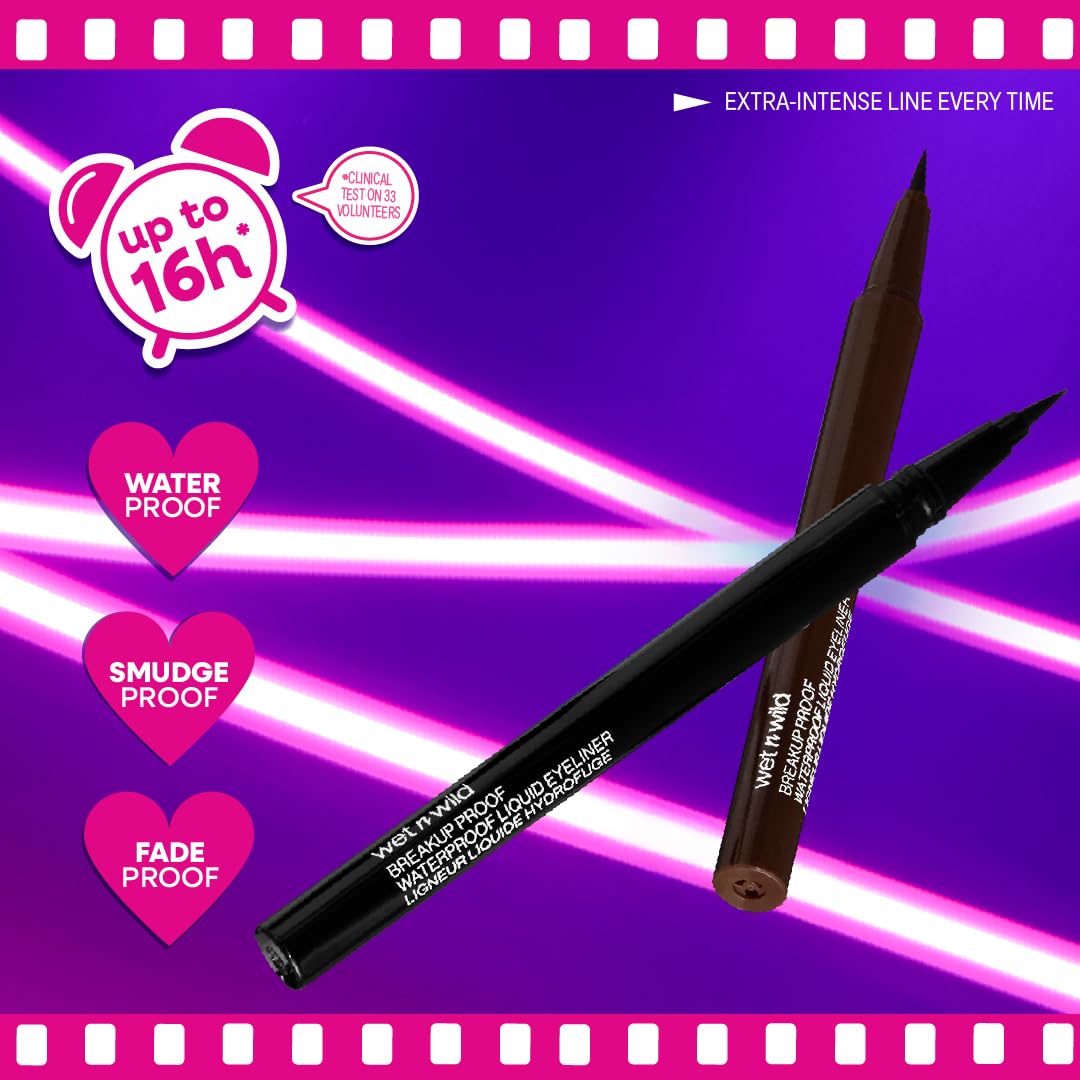 Wet n Wild Mega Last Liquid Eyeliner - Waterproof, 16-Hour Wear, Ultra-Fine Brush - Vegan & Cruelty-Free - Brown