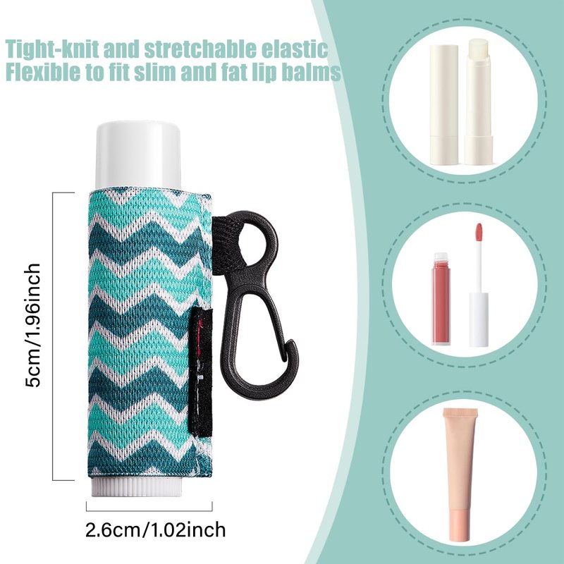 HEYSKAY 8PCS Lip Balm Holder Sleeves Keychain Bulk Compact Clip On Lipstick Holder Chapstick Holder Lip Gloss Holder Keychain Chapstick Elastic Sleeves
