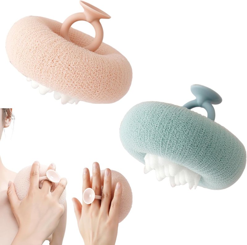 OneNine Super Soft Sunflower Suction Cup Bath Ball, 2-in-1 Sunflower Bath Ball, 2 PCS, Pink, Cyan, Polyurethane, Simplicity, Cute