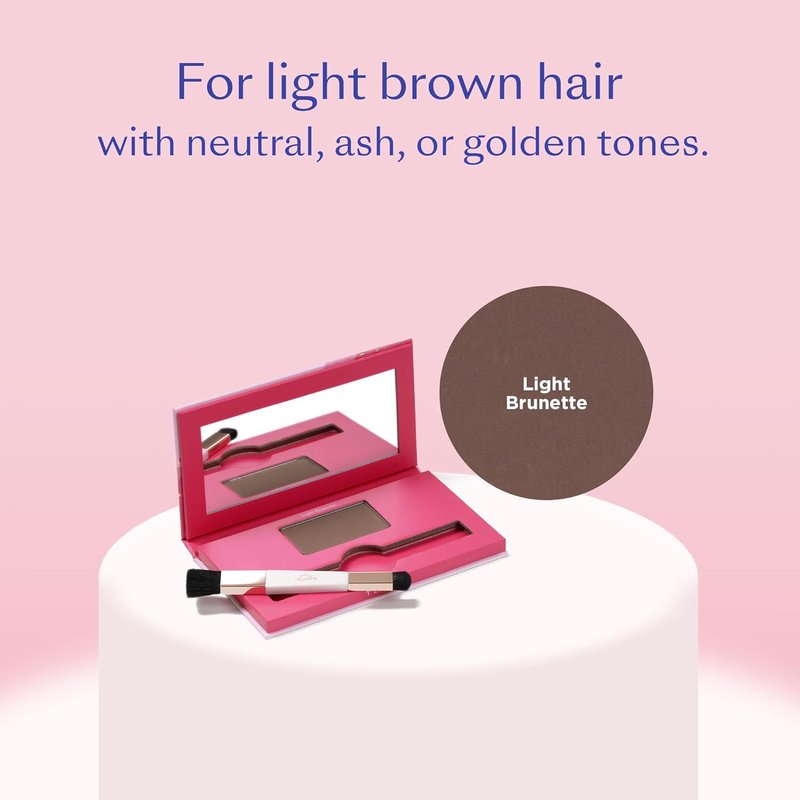 eSalon Root Touch Up + Brow Powder - Light Brunette Hairline Concealer for Thinning & Gray Hair | Creates Fuller-Looking Hair