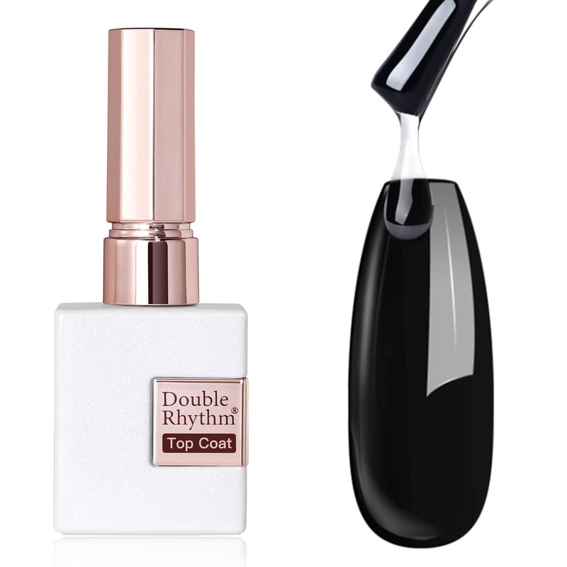 Double Rhythm 15ML No Wipe Gel Top Coat - Iridescent Glitter Shimmer for DIY Home Manicure