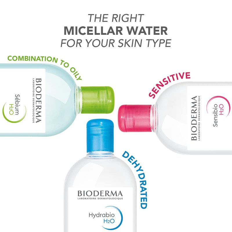 Bioderma Hydrabio DUO H2O Micellar Water Cleansing and Make-Up Removing for Dehydrated Sensitive Skin, 33.4 Fl Oz