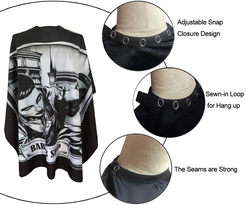PELOCAPA Barber Cape - Professional Waterproof Hair Cutting Cape with Metal Snap Closure | Large 63" x 56" Comic Style