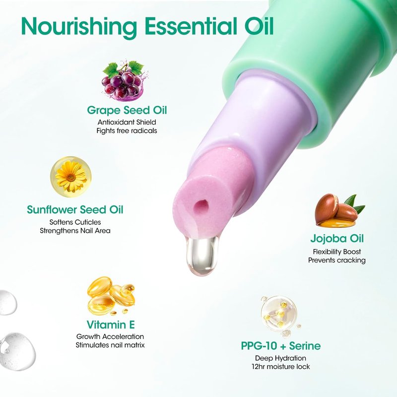 GELLEN Cuticle Pusher Oil Pen - 6ml Nail Care Oil with Ceramic Pusher | One-Click Remover for Hands & Feet