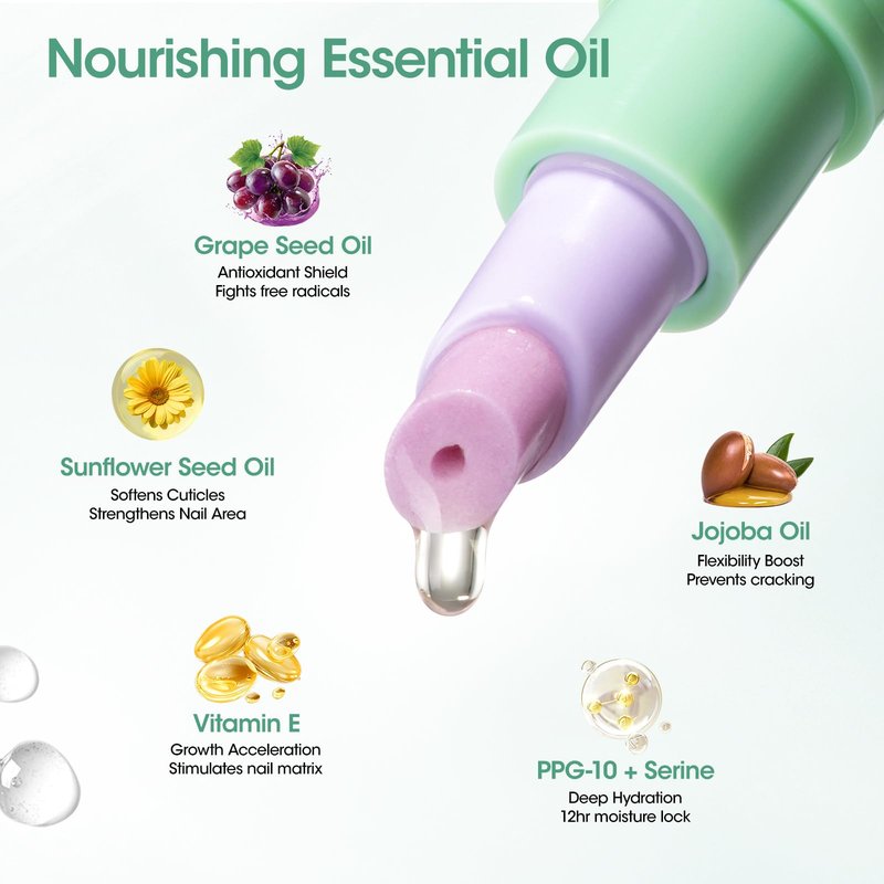 Gellen 6ml Ceramic Cuticle Oil Pusher Pen, Cuticle Remover & Cuticle Oil Pen, Nail Care Pen for Hangnails & Damaged Nails, Gentle Cuticle Pusher Tool for Beginners, Aloe Vera Scent