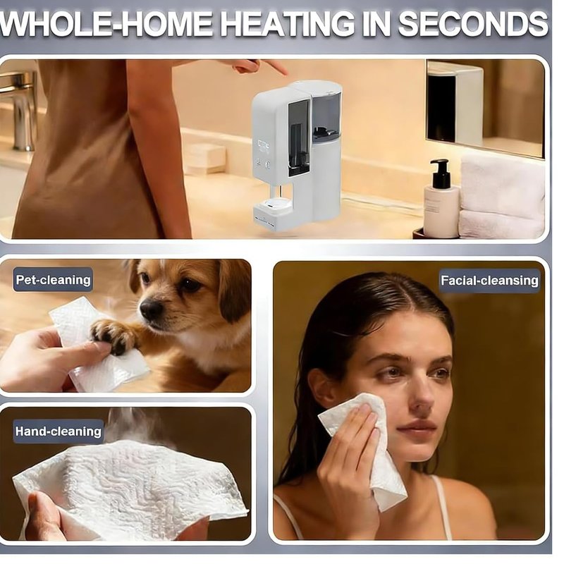 Automatic Hot Towel Dispenser, 2026 Upgrade 5-Second Rapid Heating Hot Face Towel Warmer Machine, 55°C Constant Temp Heated Towels Dispenser for Facials, Spa, Bathroom & Home Use