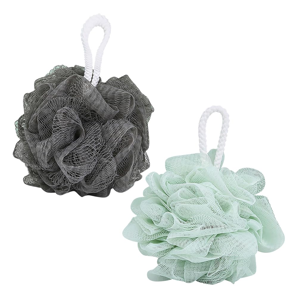UUYYEO 2 Pcs Loofah Exfoliating Bath Sponge Mesh Pouf Shower Ball Large Body Shower Puff Scrunchies Skin Scrubber Body Sponge Body Cleansing Loofah Sponge
