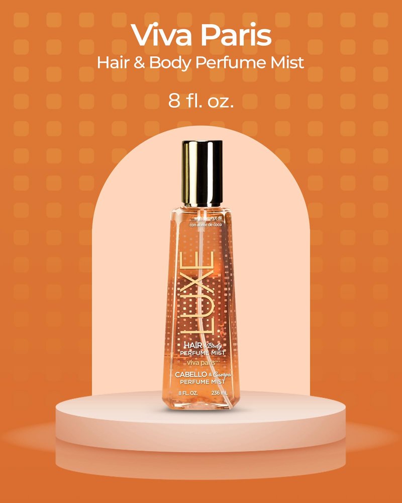 Luxe Perfumery Viva Paris Hair & Body Perfume Mist – Citrus Floral Fragrance with Jasmine, Ylang-Ylang & Patchouli – Hydrating Coconut Oil & Glycerin, Lightweight Daily Mist for Women, 8 Fl Oz