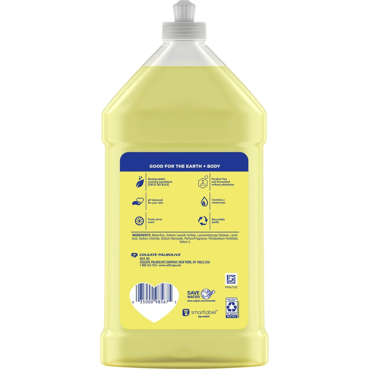 Softsoap Liquid Hand Soap Refill Refreshing Scent Pour Bottle, Yellow, Citrus, 32 Fl Oz