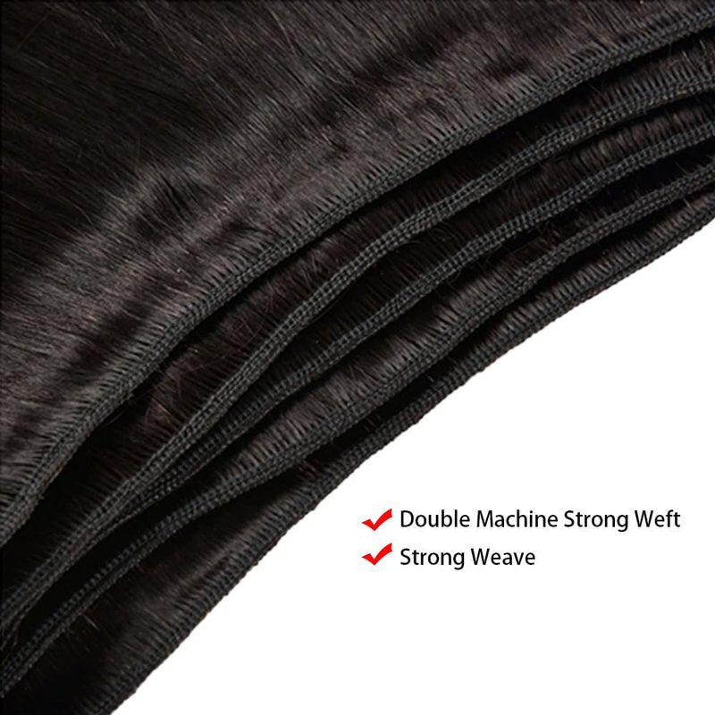Oshiney Human Hair Bundles Straight 26-30 Inch 100% Unprocessed Brazilian Virgin Hair Weave 3 Bundles Silky Black Hair for Black Women