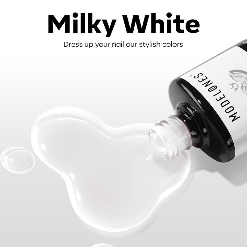 modelones Milky White Gel Nail Polish Nail Polish Natural Color Translucent Jelly Soak Off LED Clear Coat Soap Nails Art White French Gel Polish15 ML