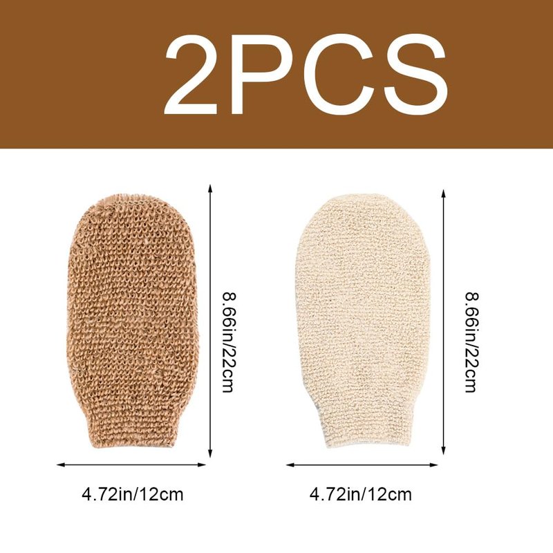 PENKOHOME 2 Pcs Shower Glove Exfoliating Glove Bath Natural Fibre Body Shower Remove for Women and Men Use in Shower