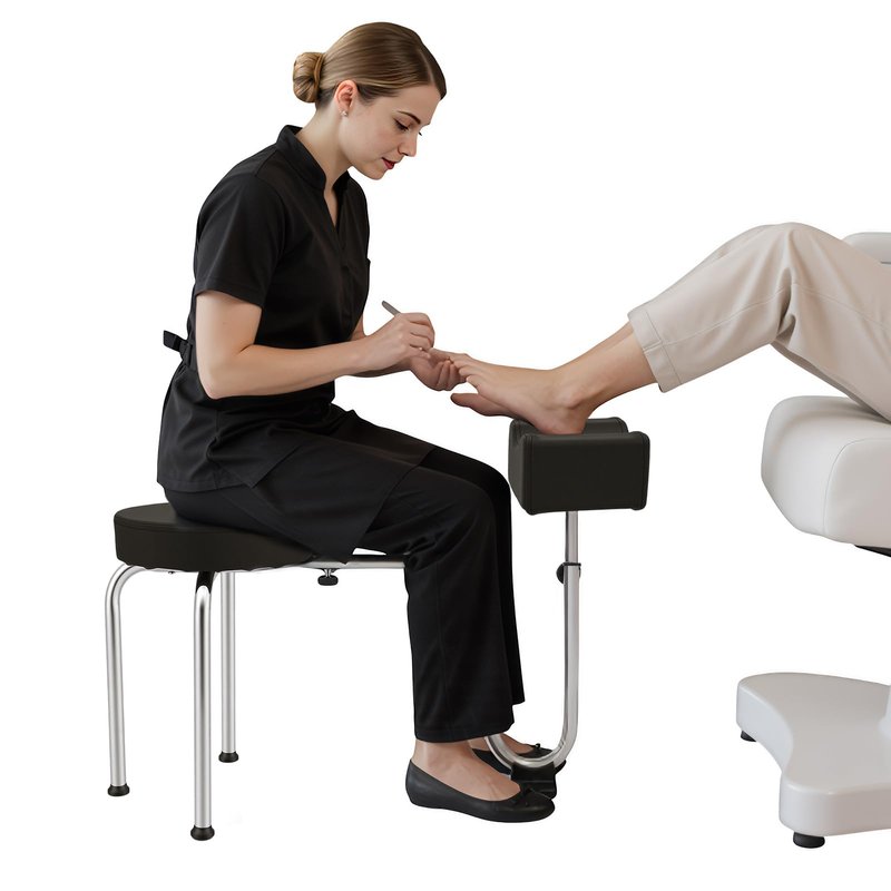 Pyroarle Portable Pedicure Foot Rest Stool, Adjustable Height, Black, for Spa, Beauty Salon, Studio