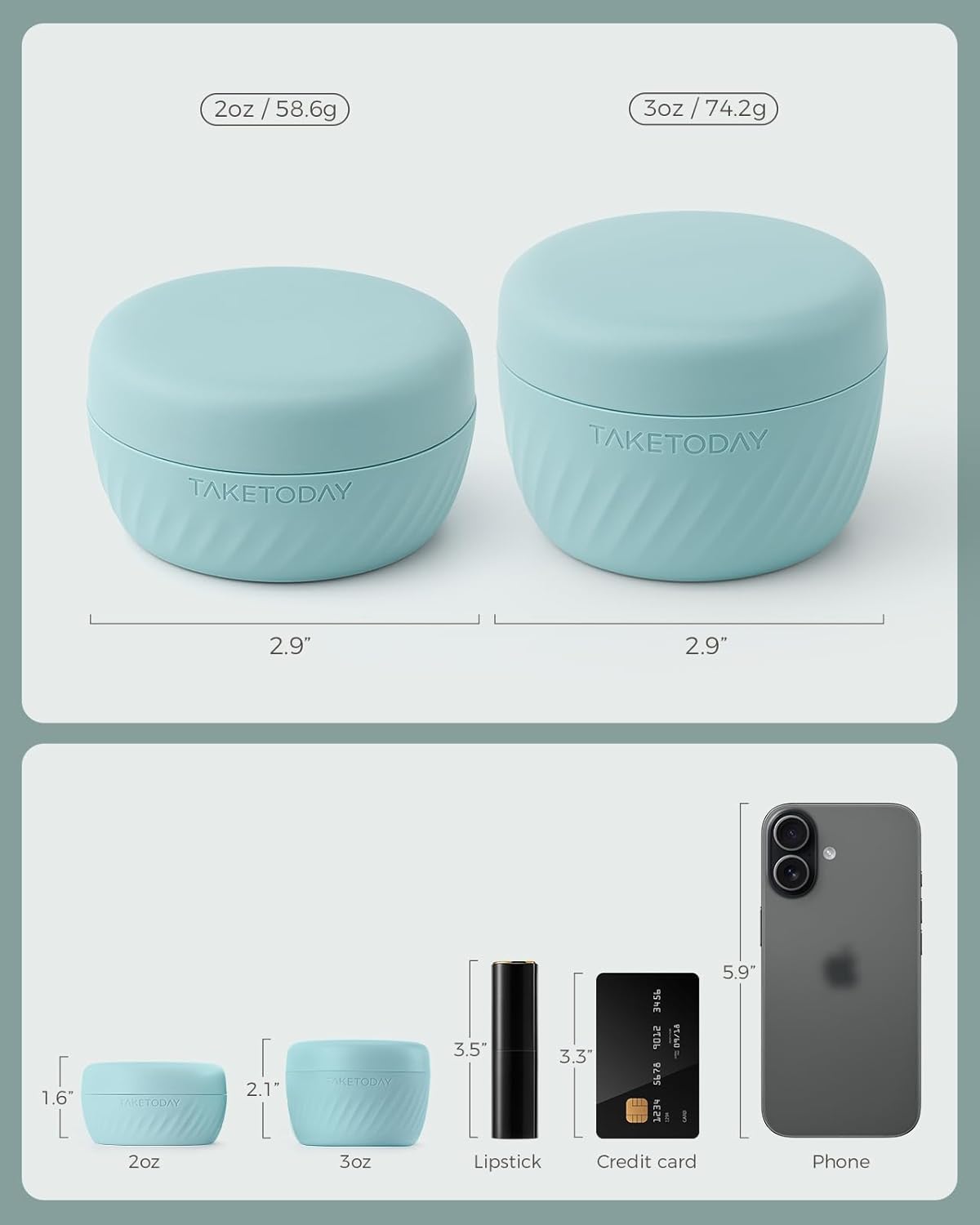 TakeToday Travel Containers - Leak-Proof TSA Approved Silicone Toiletry Jars | 2oz, 4 Pack, Grey