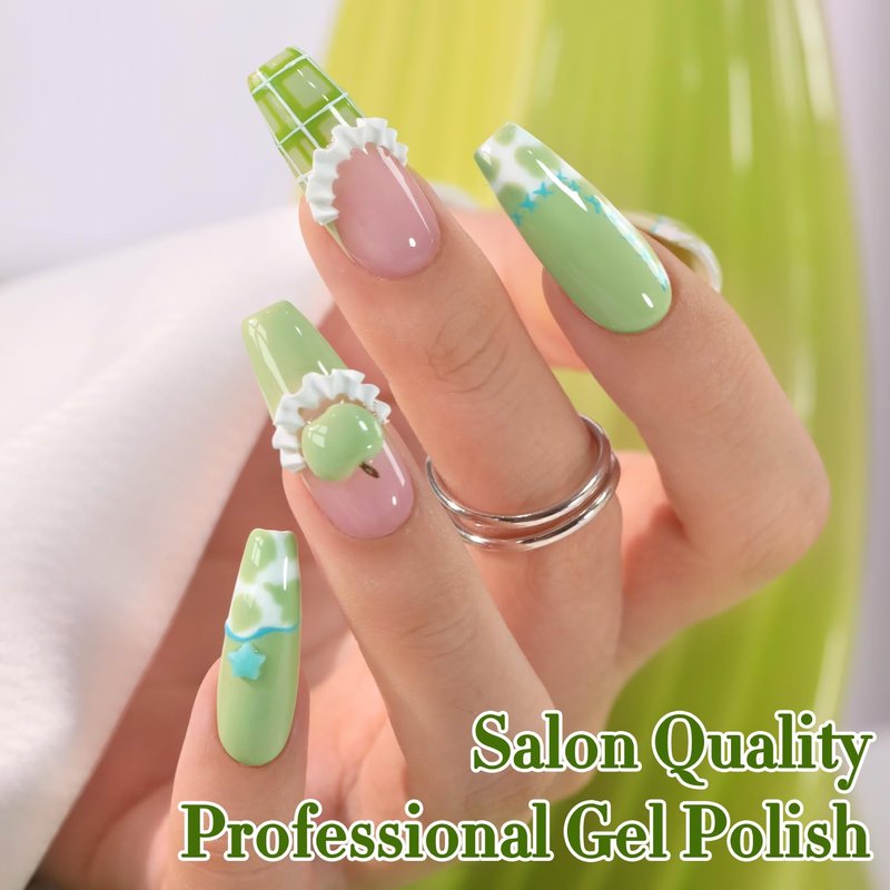 Double Rhythm 15ML Gel Nail Polish Pure Sheer Same Color Same Bottle Soak Off Gel Polish Art Manicure Salon DIY at Home for Women (Stone Green-A1787)