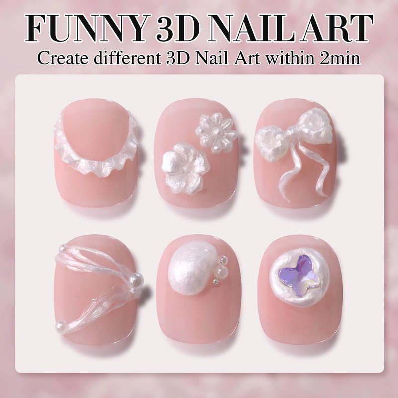 Double Rhythm 3D Nail Gel Pearl Solid Sculpting Gel for Nail Art Non-Sticky Hard Gel for Building Carving Molding Nail Extension Soak Off UV/LED Nail Art Salon Home DIY 0.5 Oz (Silver-Silk 01)