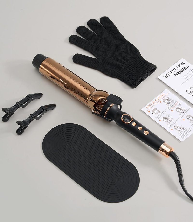 ORYNNE Titanium 2 Inch Curling Iron，Extra-Long Barrel for Long Hair, Curling Iron 2 Inch with Dual PTC Heater, 12 Heat Settings Big Barrel Curling Irons, 60 Mins Auto-Off & Dual Voltage