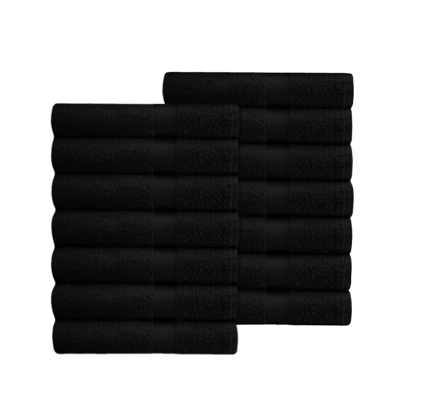 COTTON CRAFT Simplicity Hand Towels -14 Pack - 16x28-100% Cotton Face Towels - Lightweight Absorbent Soft Easy Care Quick Dry Everyday Luxury Hotel Spa Gym Shower Beach Pool Camp Travel Dorm - Black