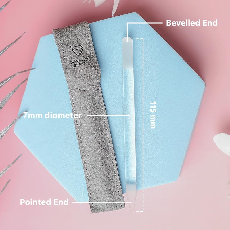 BONA FIDE BEAUTY Glass Cuticle Pusher - Dual Ended Manicure Stick - Premium Czech Tools