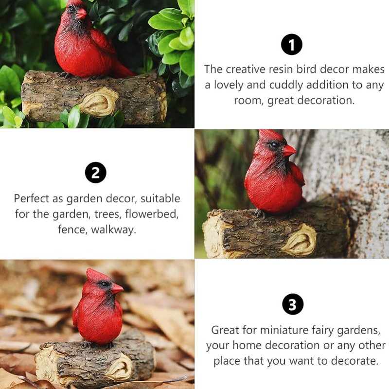 Scicalife Cardinal Garden Decor Red Bird Resin Ornament Hanging on Tree Outdoor Lawn Decorations Hand-Painted Bird Sculpture for Patio and Yard