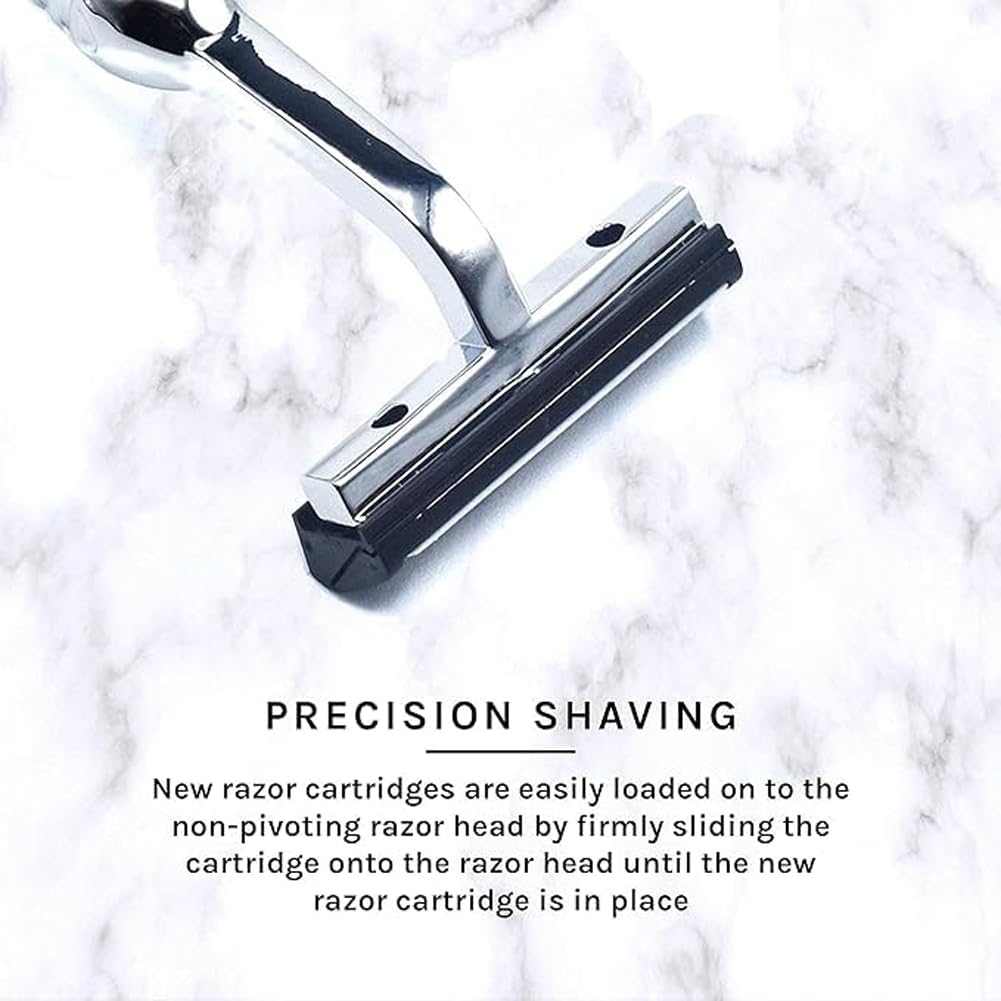 Taconic Shave Twin Blade Cartridge Razor - Heavyweight All Metal Non-Pivoting Design | 10 Cartridges Included