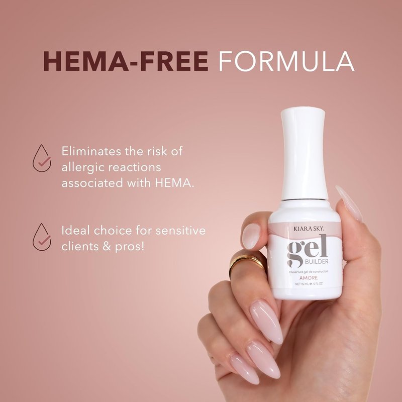 KIARA SKY Builder Nail Gel - Hema-Free Formula for Strong Nails | Amore, 0.5 Fl Oz