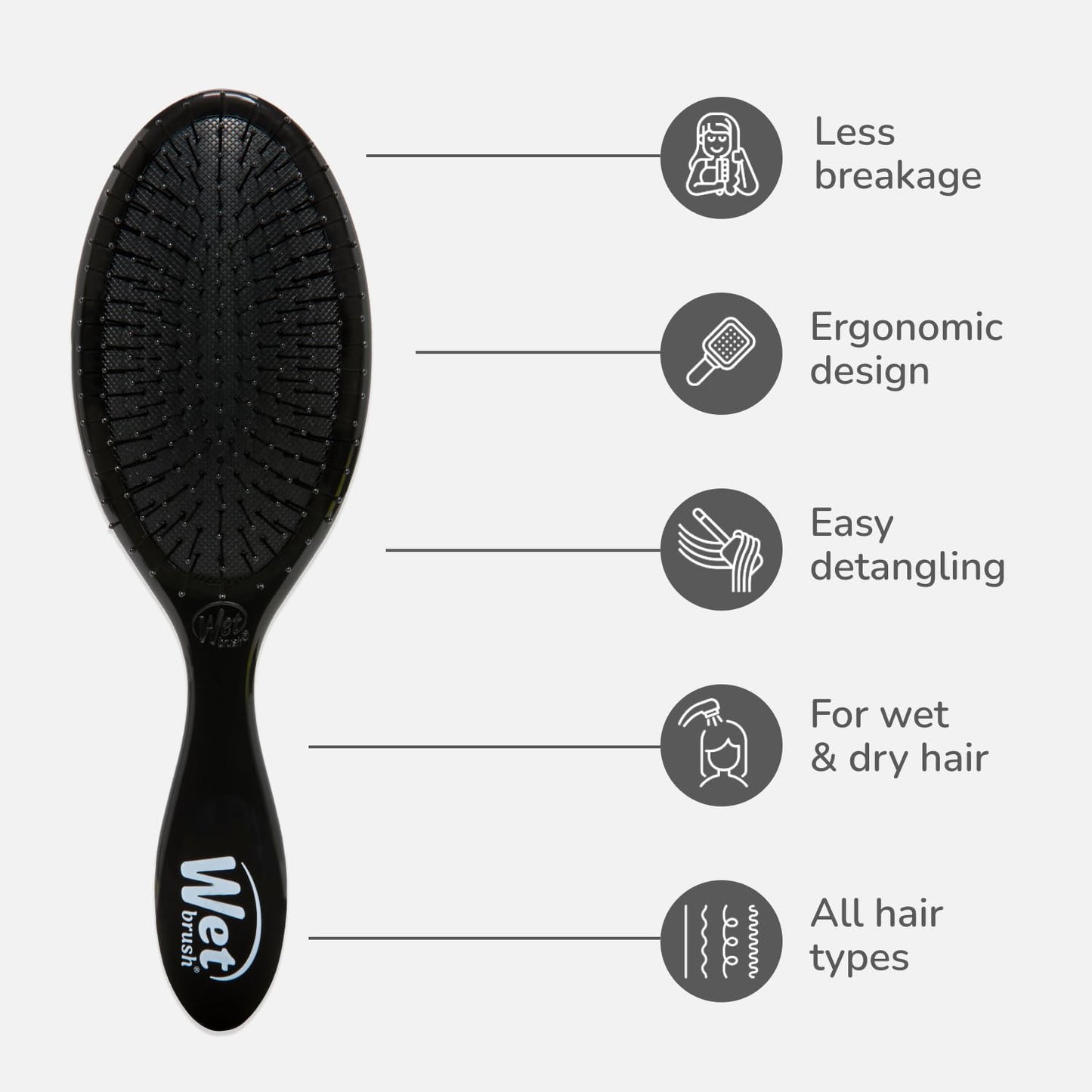 Wet Brush Original Detangling Hair Brush, Classic Black - Ultra-Soft IntelliFlex Bristles - Detangler Brush Glide Through Tangles With Ease For All- For Women, Men, Wet & Dry Hair