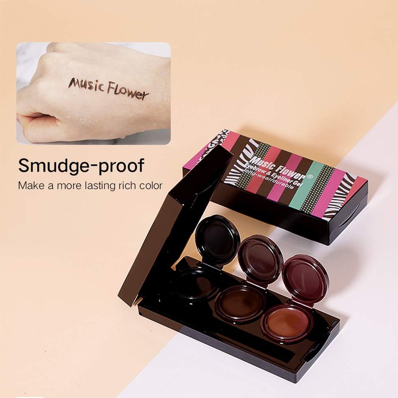 **3 in 1 Eyebrow Gel & Eyeliner - Waterproof, Smudge-Proof, Long Wear | Black & Brown with Brush**