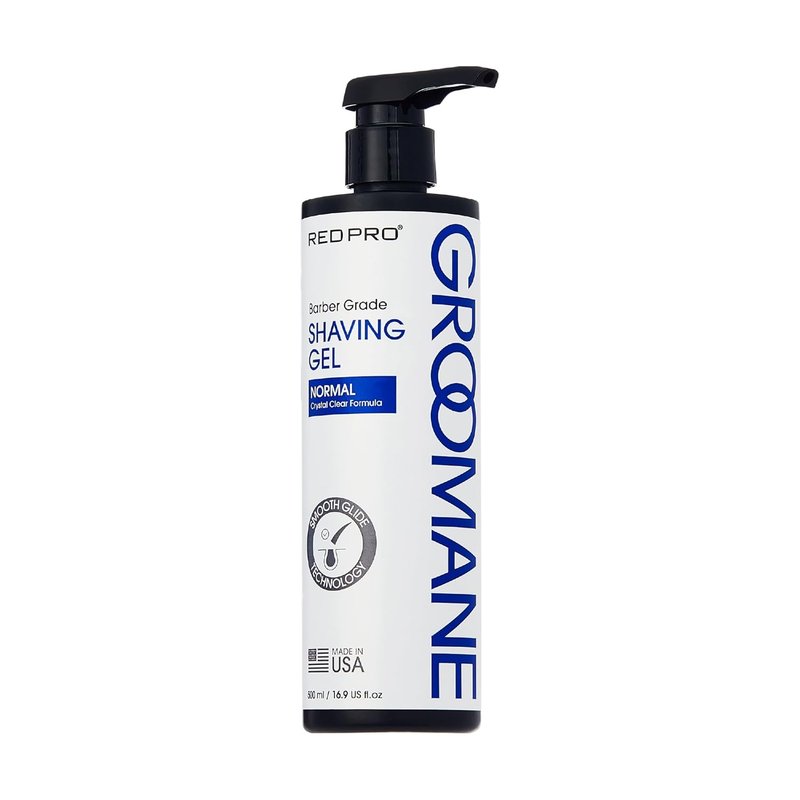 RED Pro GROOMANE Shaving Gel for Men - Non-Foaming Aloe Vera Formula for Smooth Shaves | 16.9 Fl. Oz.
