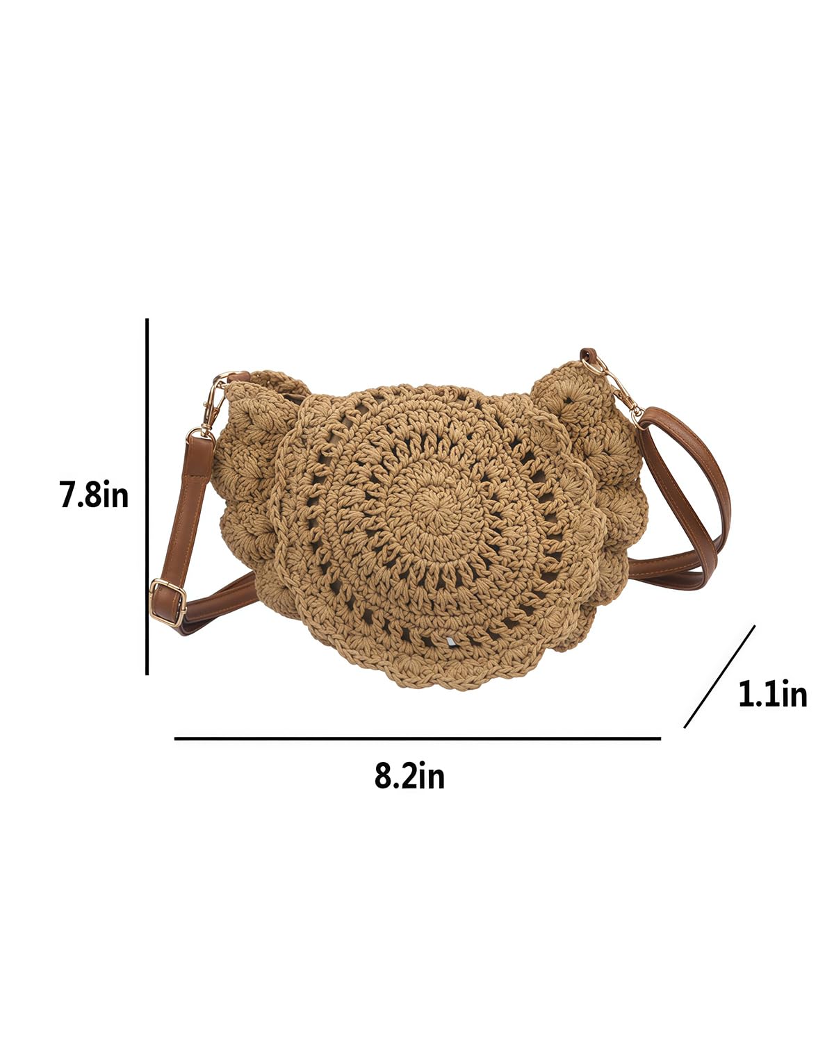 Suillty Women Hollow Out Straw Woven Shoulder Bag Small Round Crossbody Purse Handbag Summer Beach Messenger Bag